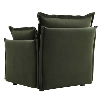Canapé sectionnel Byron Pillow Edge en velours vert mousse, 1 place