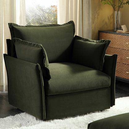 Canapé sectionnel Byron Pillow Edge en velours vert mousse, 1 place