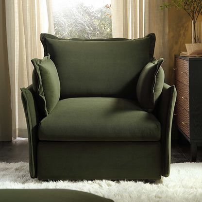 Canapé sectionnel Byron Pillow Edge en velours vert mousse, 1 place