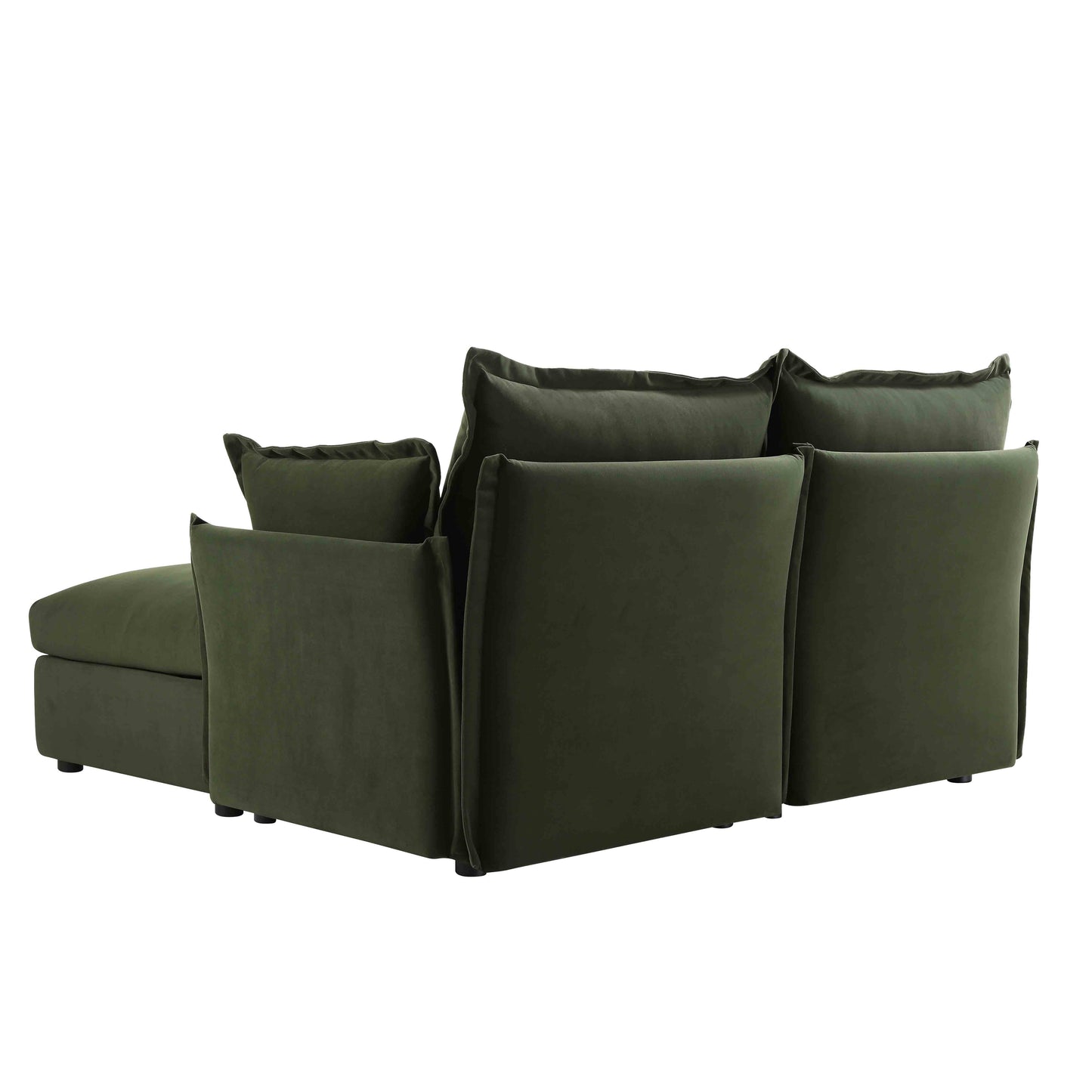 Canapé sectionnel Byron Pillow Edge en velours vert mousse, méridienne 2 places