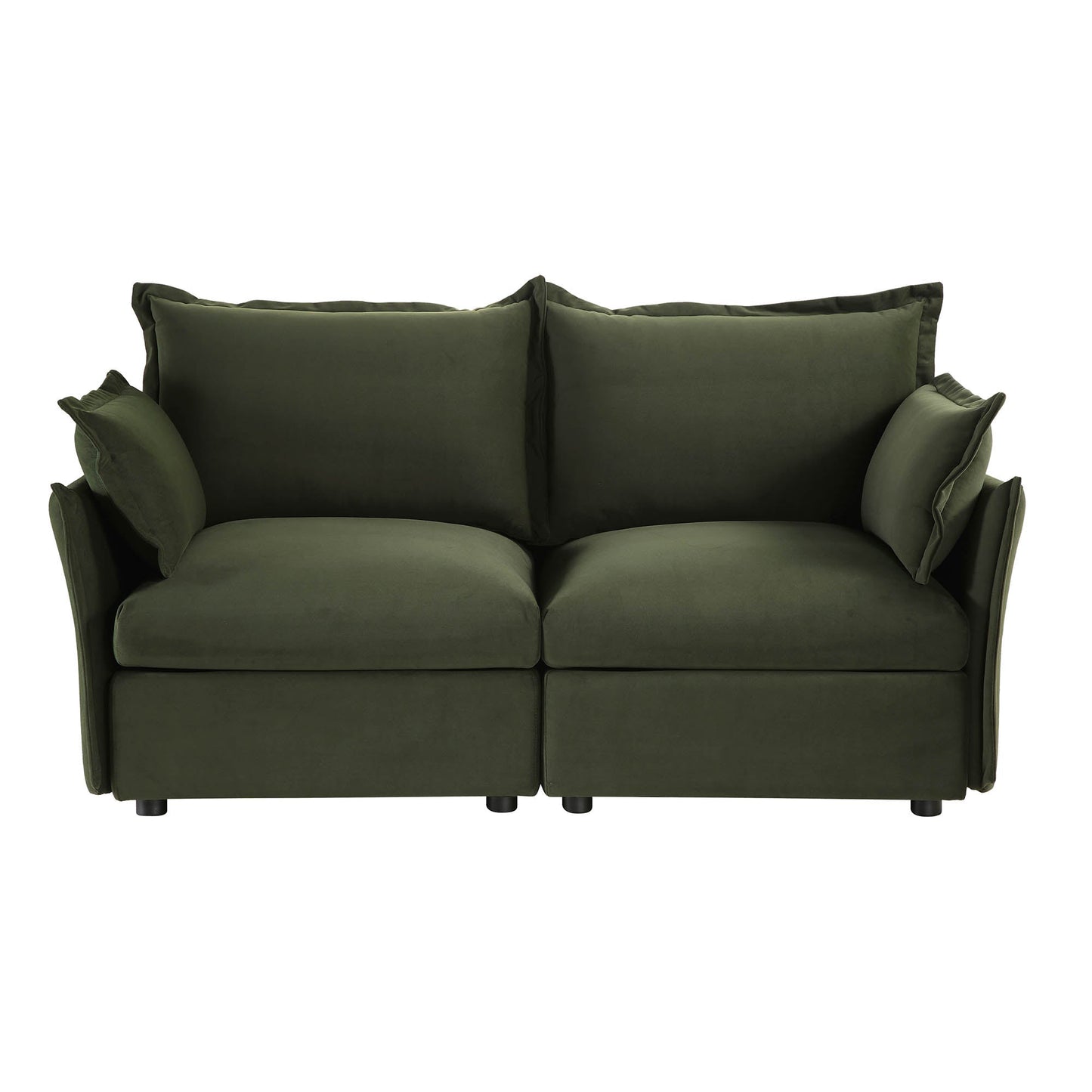 Canapé sectionnel Byron Pillow Edge en velours vert mousse, 2 places