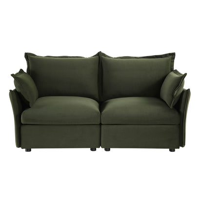 Canapé sectionnel Byron Pillow Edge en velours vert mousse, 2 places