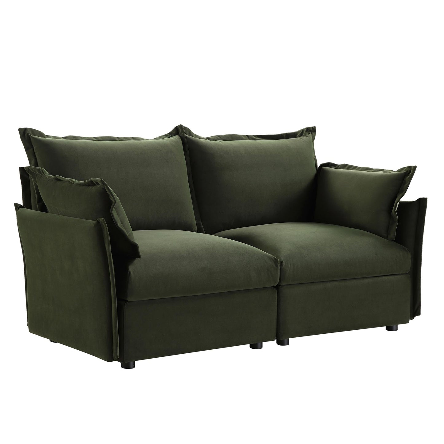 Canapé sectionnel Byron Pillow Edge en velours vert mousse, 2 places