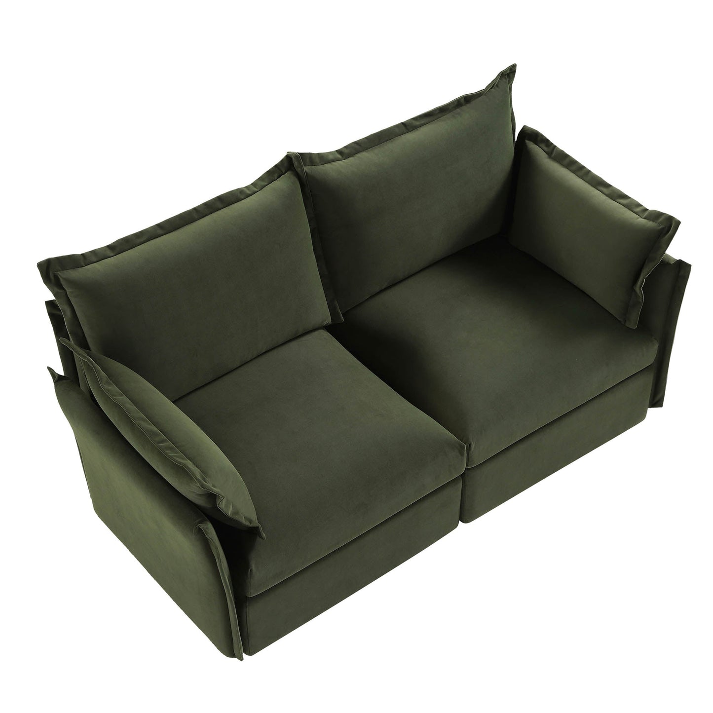 Canapé sectionnel Byron Pillow Edge en velours vert mousse, 2 places