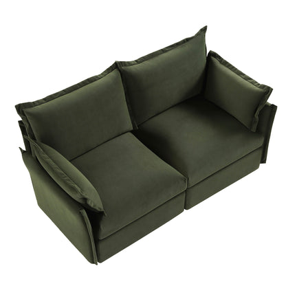 Canapé sectionnel Byron Pillow Edge en velours vert mousse, 2 places