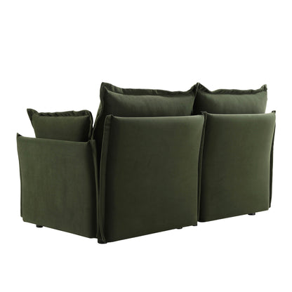 Canapé sectionnel Byron Pillow Edge en velours vert mousse, 2 places