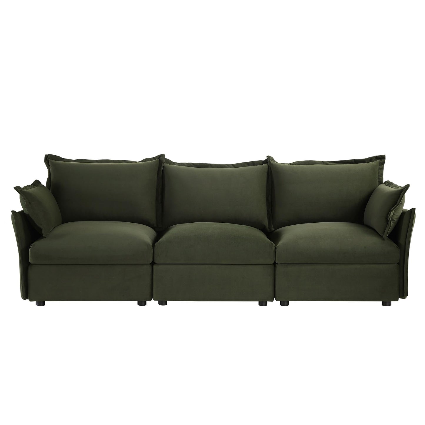 Canapé sectionnel Byron Pillow Edge en velours vert mousse, 3 places