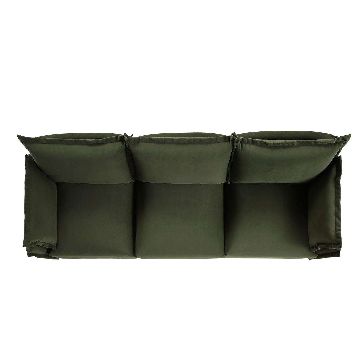 Canapé sectionnel Byron Pillow Edge en velours vert mousse, 3 places