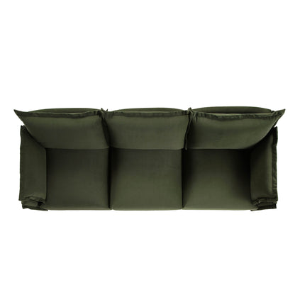 Canapé sectionnel Byron Pillow Edge en velours vert mousse, 3 places