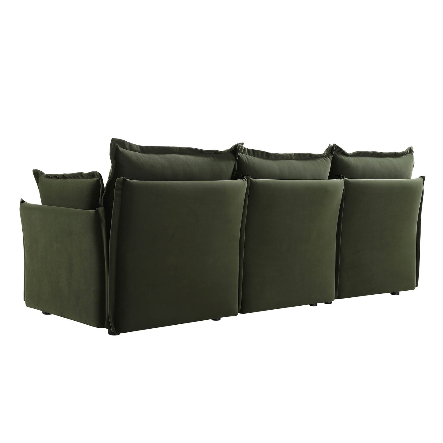 Canapé sectionnel Byron Pillow Edge en velours vert mousse, 3 places