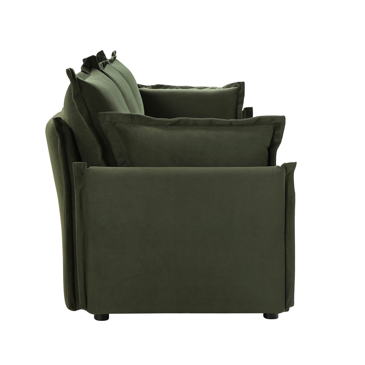 Canapé sectionnel Byron Pillow Edge en velours vert mousse, 3 places