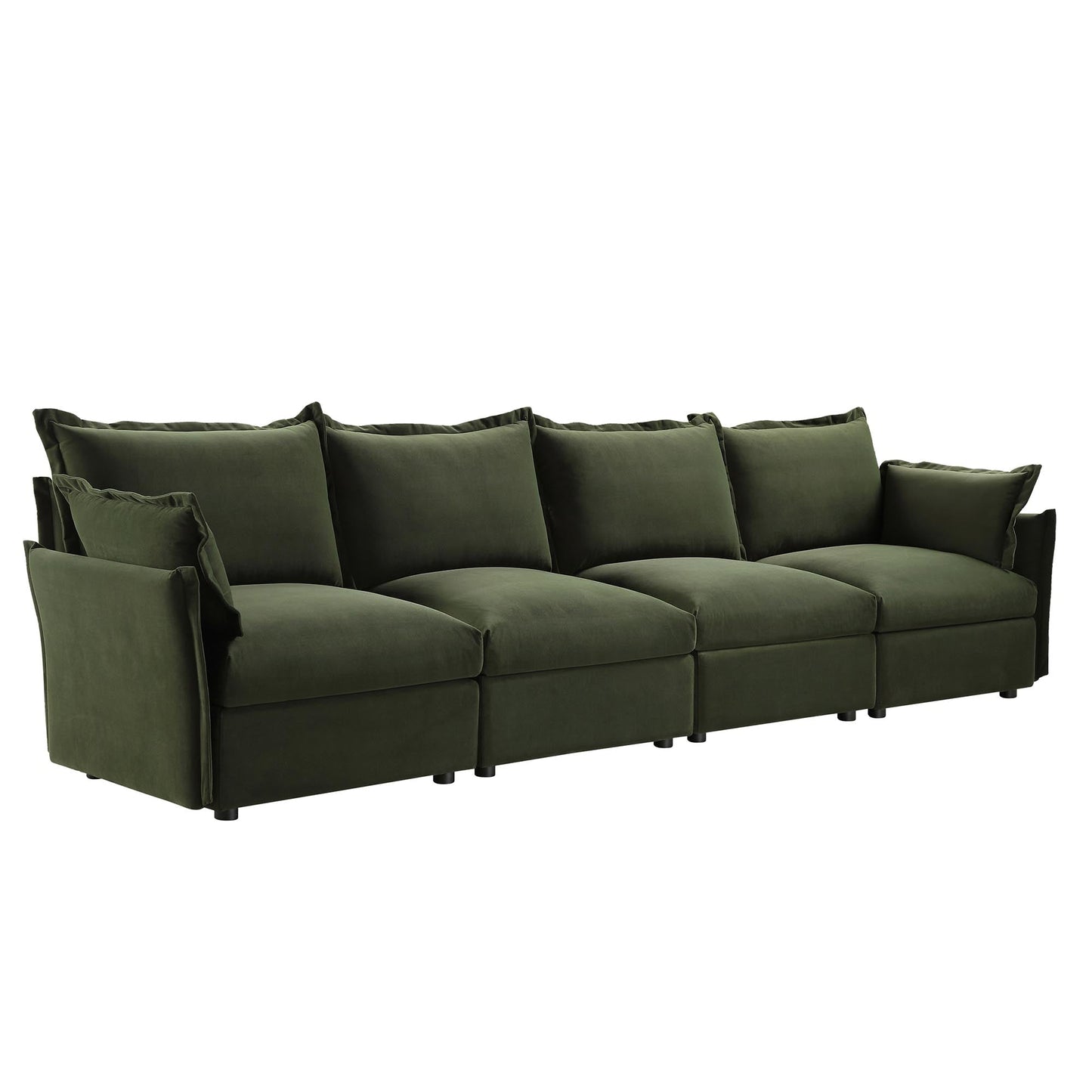 Canapé sectionnel Byron Pillow Edge en velours vert mousse, 4 places
