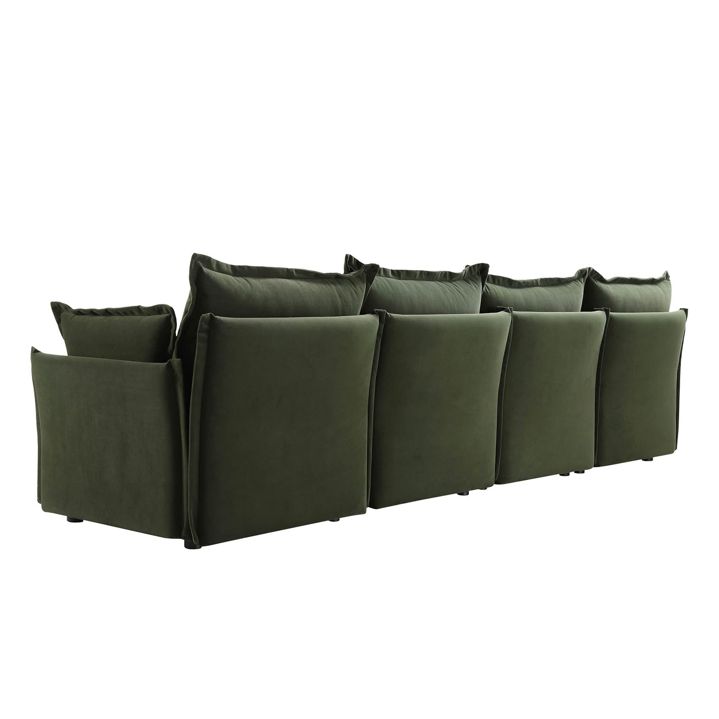 Canapé sectionnel Byron Pillow Edge en velours vert mousse, 4 places