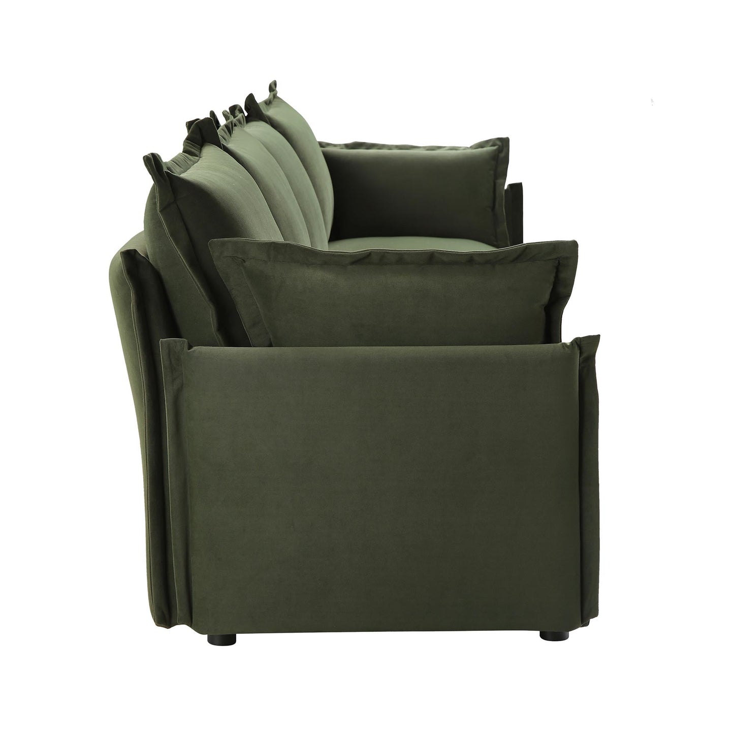 Canapé sectionnel Byron Pillow Edge en velours vert mousse, 4 places