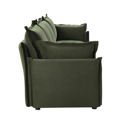 Canapé sectionnel Byron Pillow Edge en velours vert mousse, 4 places