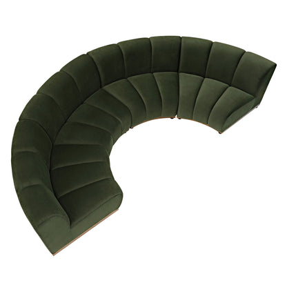Canapé sectionnel en velours vert mousse Granvia, canapé demi-cercle 4 places