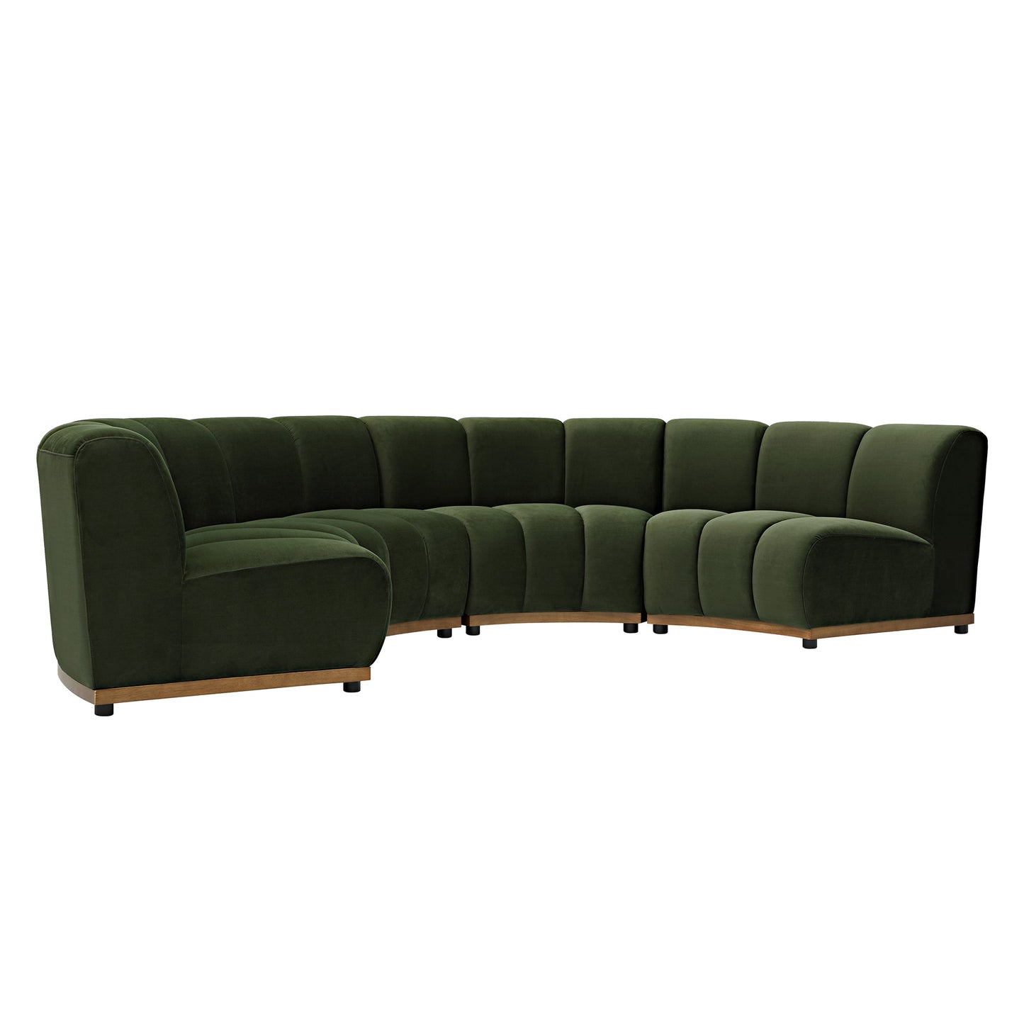 Canapé sectionnel en velours vert mousse Granvia, canapé demi-cercle 4 places