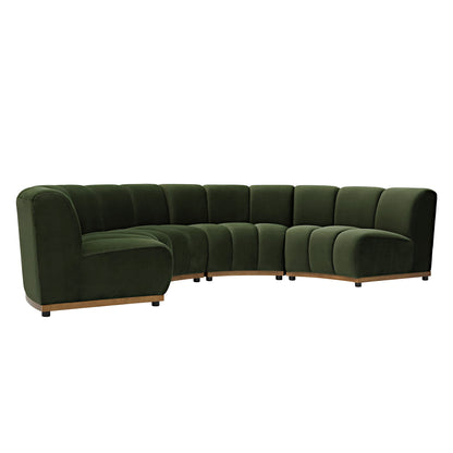 Canapé sectionnel en velours vert mousse Granvia, canapé demi-cercle 4 places