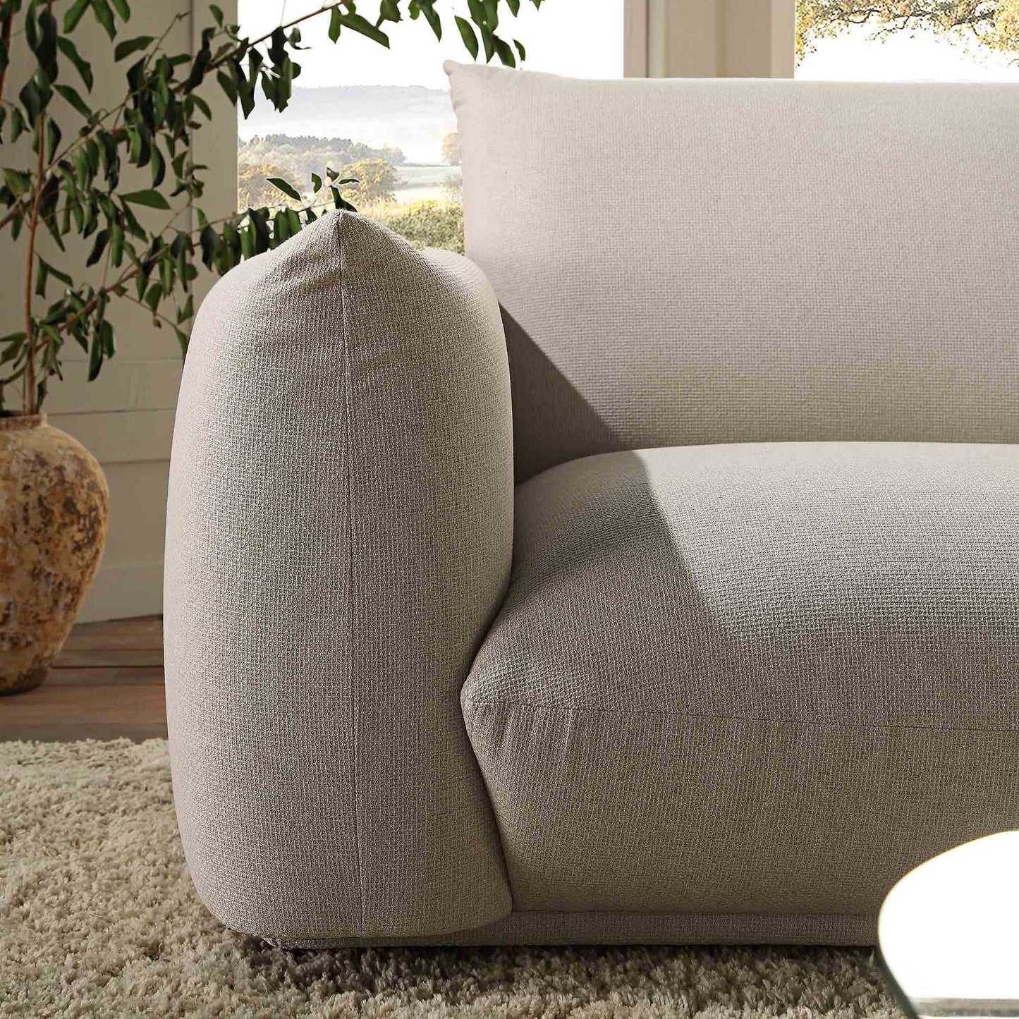 Canapé deux places Gianni, tissu tissé beige
