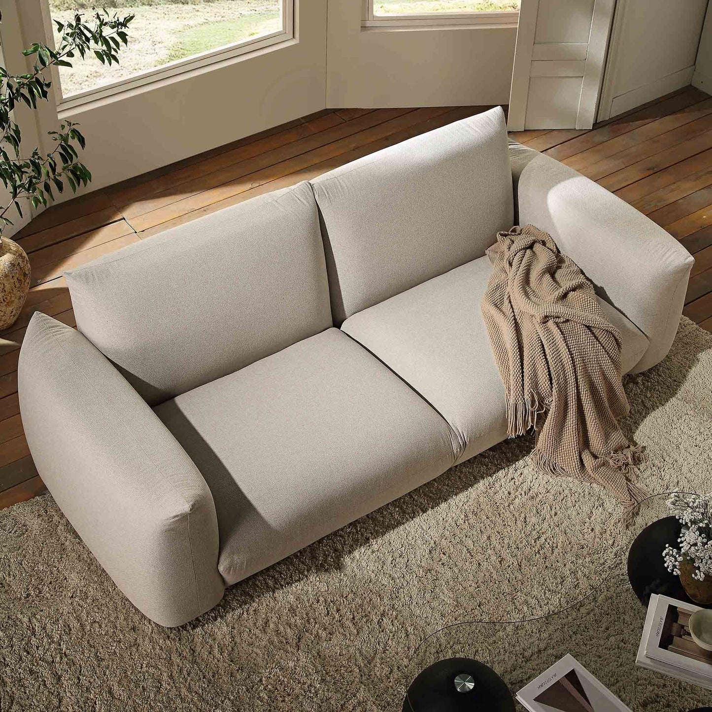 Canapé trois places Gianni, tissu tissé beige