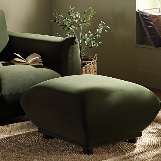 Pouf Gianni, velours vert mousse
