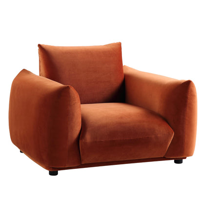 Fauteuil Gianni, velours rouille