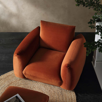 Fauteuil Gianni, velours rouille