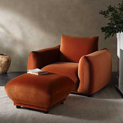 Fauteuil Gianni, velours rouille
