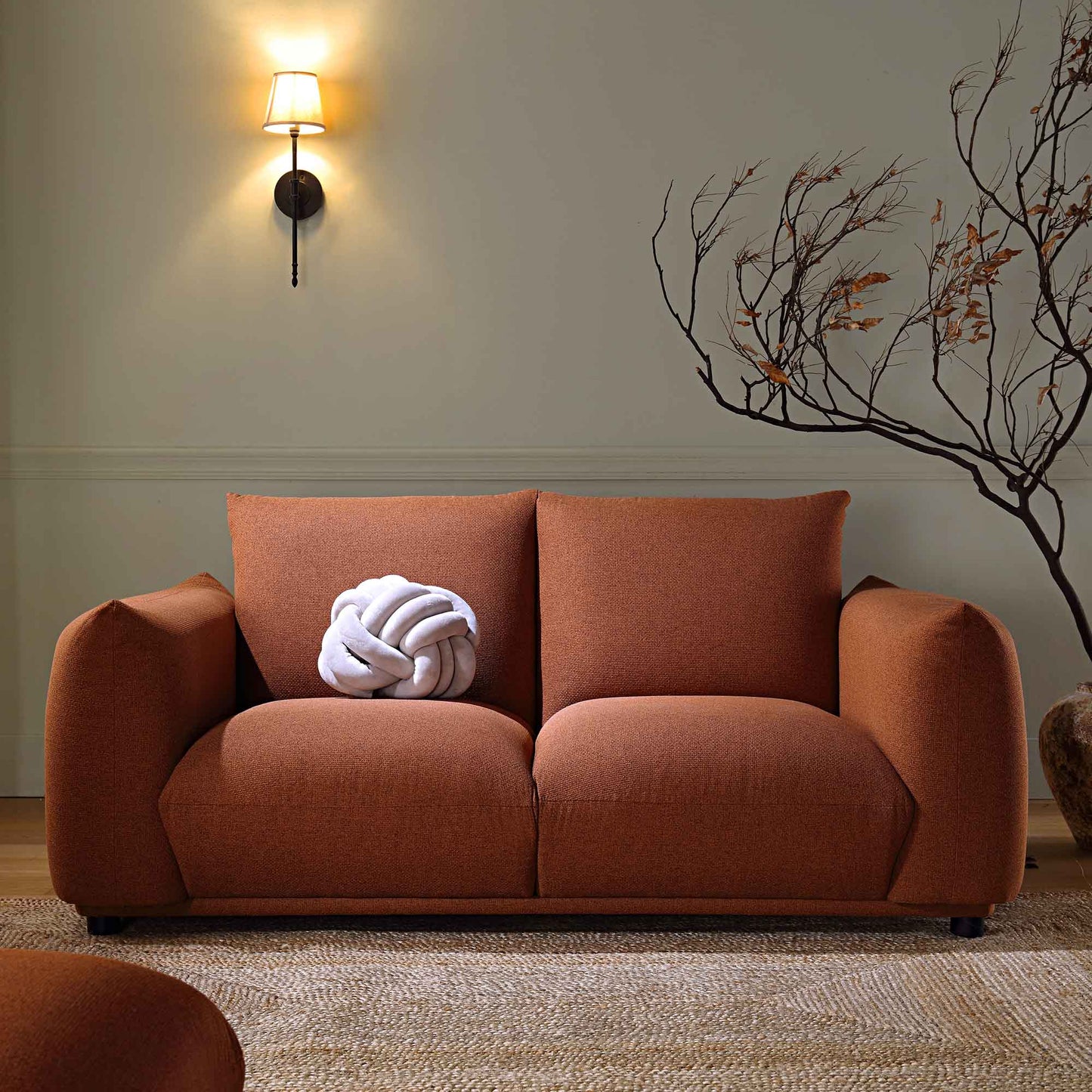 Canapé deux places Gianni, tissu terracotta