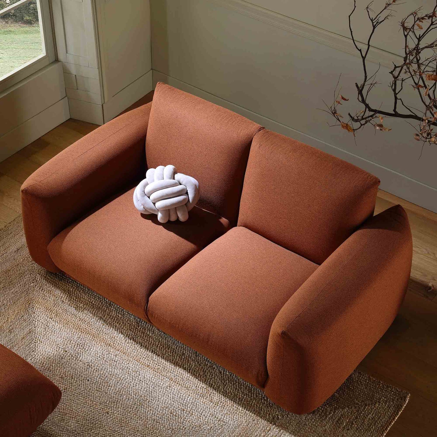 Canapé deux places Gianni, tissu terracotta