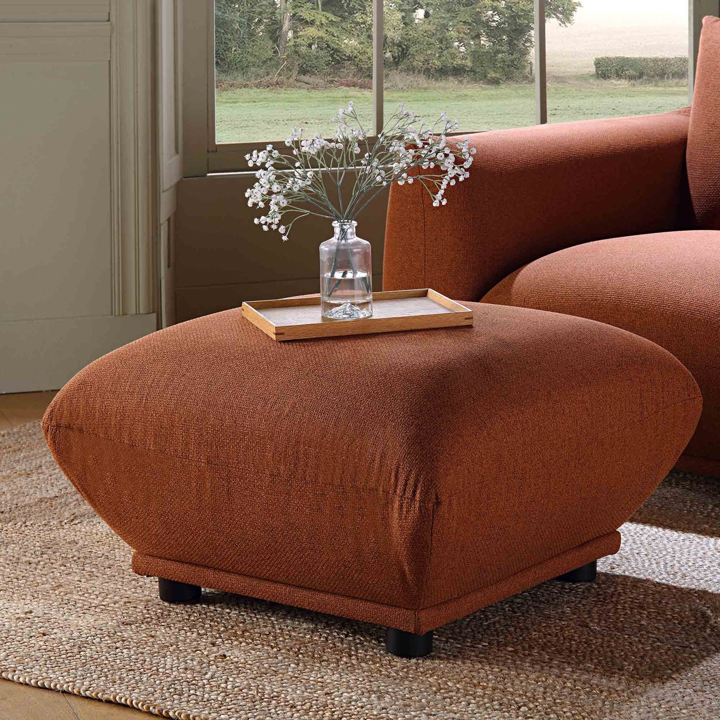 Pouf Gianni, tissu terre cuite