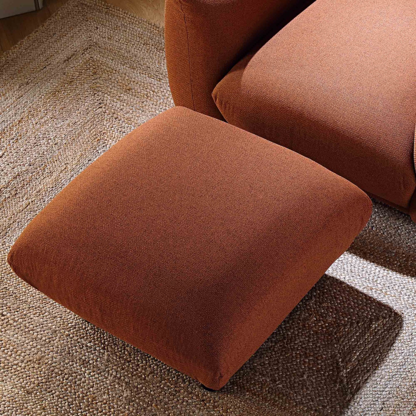 Pouf Gianni, tissu terre cuite