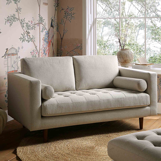 Canapé 2 places Henrietta, tissu tissé beige
