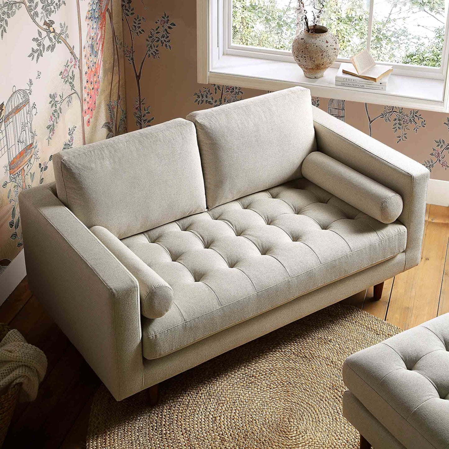 Canapé 2 places Henrietta, tissu tissé beige