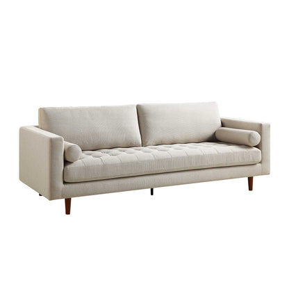 Grand canapé 3 places Henrietta, tissu tissé beige