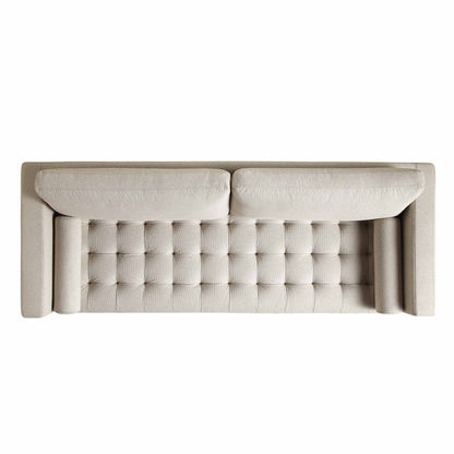 Grand canapé 3 places Henrietta, tissu tissé beige
