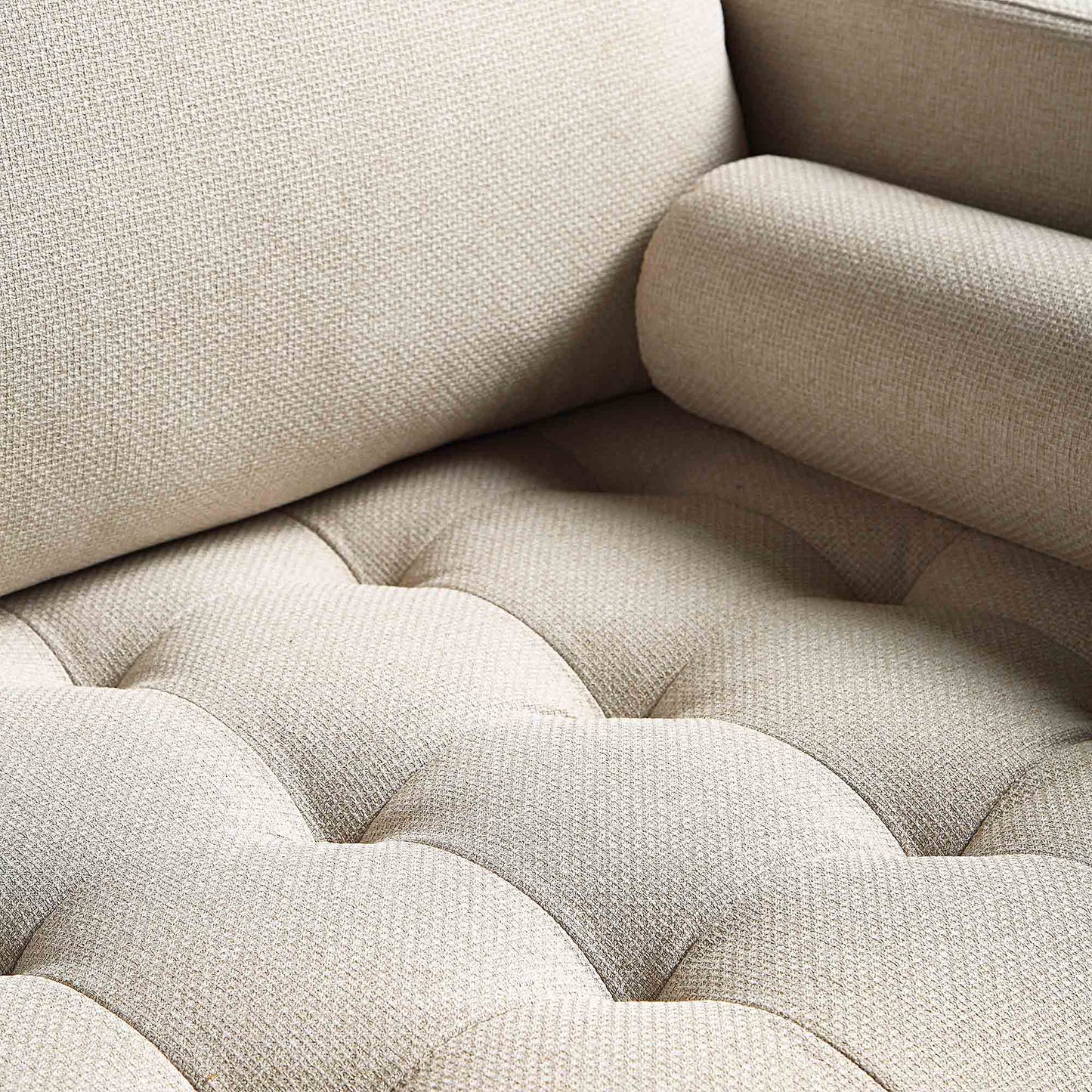 Grand canapé 3 places Henrietta, tissu tissé beige