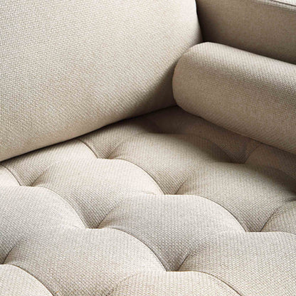 Grand canapé 3 places Henrietta, tissu tissé beige