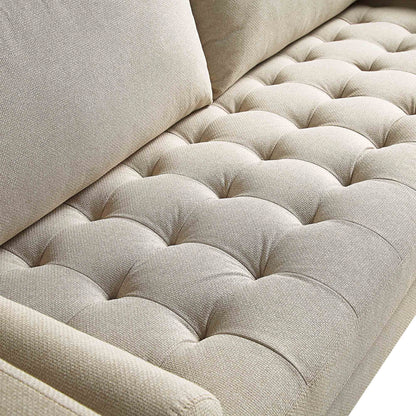 Grand canapé 3 places Henrietta, tissu tissé beige