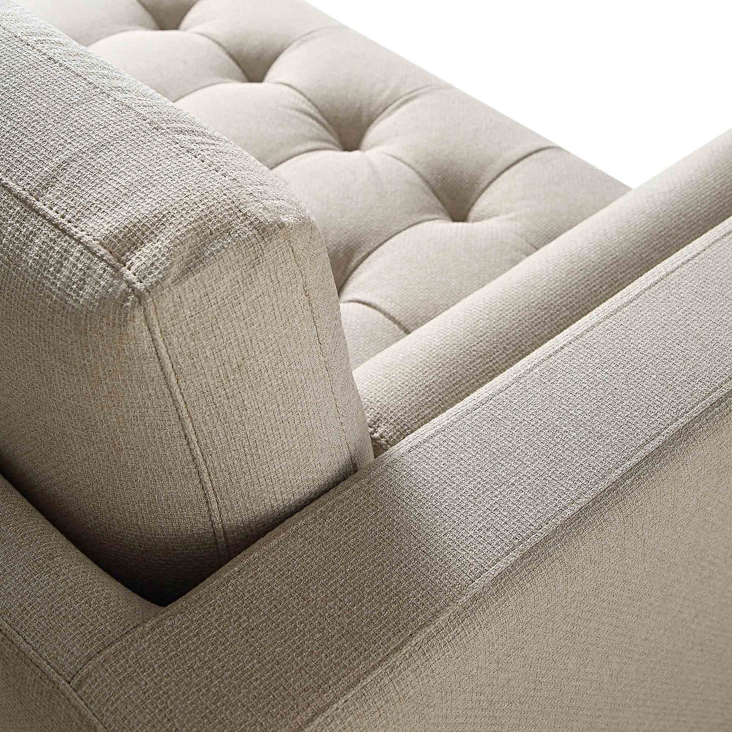Grand canapé 3 places Henrietta, tissu tissé beige