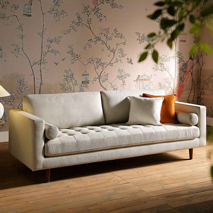 Grand canapé 3 places Henrietta, tissu tissé beige