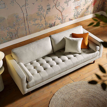 Grand canapé 3 places Henrietta, tissu tissé beige