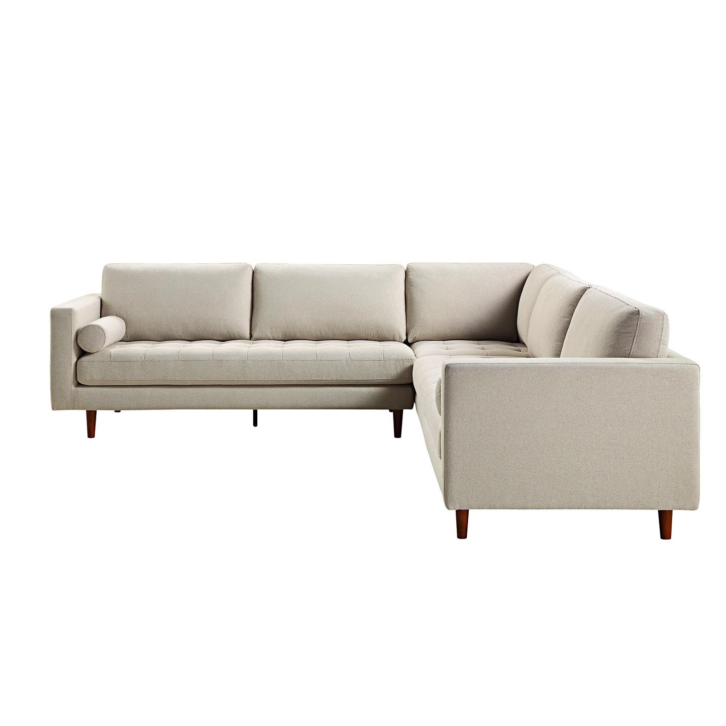 Canapé d'angle 5 places Henrietta, tissu tissé beige