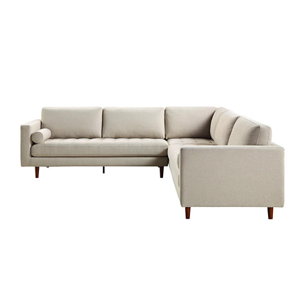 Canapé d'angle 5 places Henrietta, tissu tissé beige