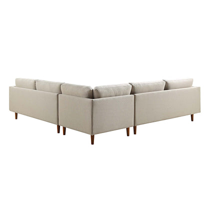 Canapé d'angle 5 places Henrietta, tissu tissé beige