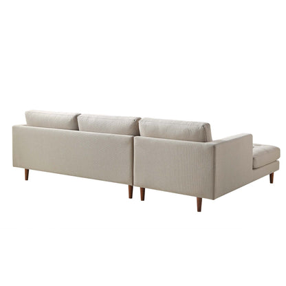 Canapé méridienne 4 places Henrietta en tissu tissé beige, orientation gauche