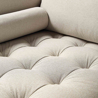 Canapé méridienne 4 places Henrietta en tissu tissé beige, orientation gauche