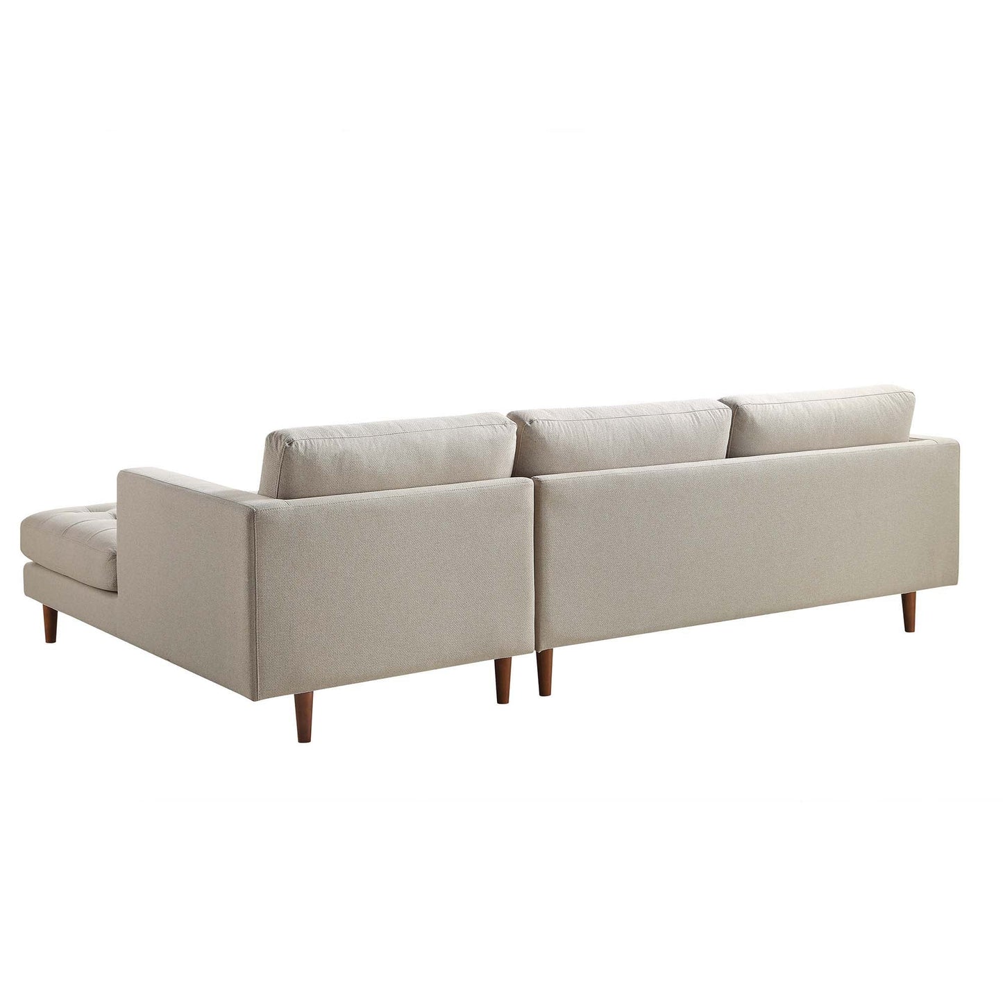 Canapé méridienne 4 places Henrietta en tissu tissé beige, orientation droite