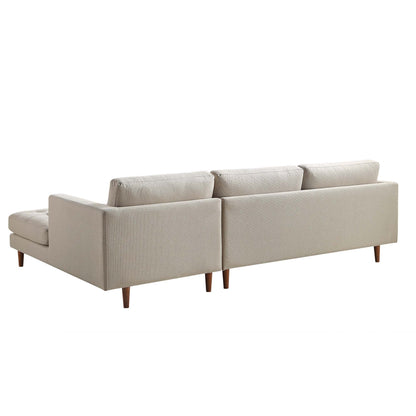 Canapé méridienne 4 places Henrietta en tissu tissé beige, orientation droite