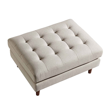 Pouf Henrietta, tissu tissé beige